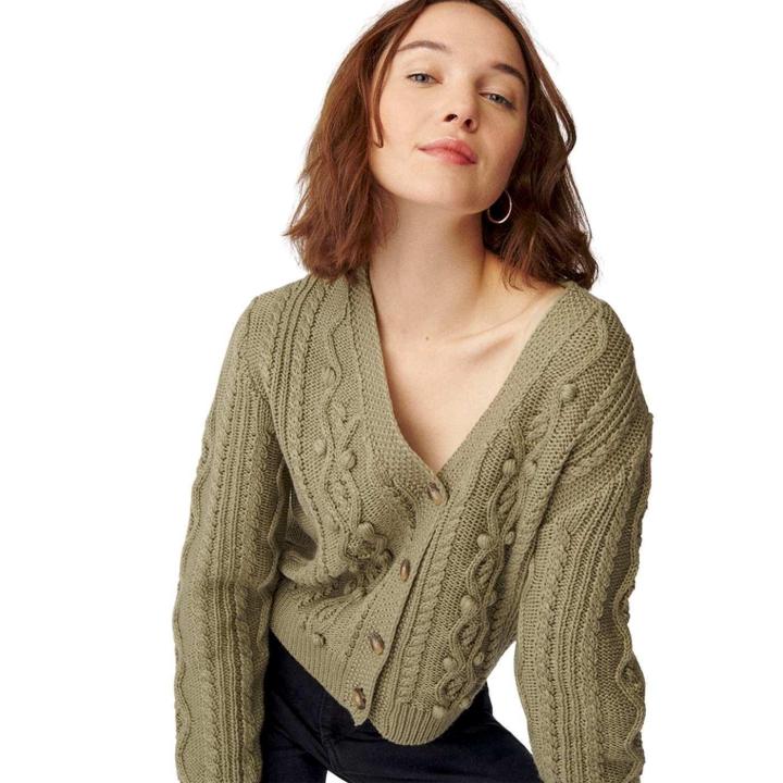 Cardigan NAF NAF Taille 38, Couleur Gris Uni, Manches Longues, Col En V - Occasion En Très Bon état, Style Décontracté