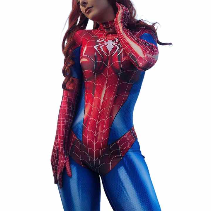 Mujer Spiderman esqueleto hueso marco leotardo body Halloween fiesta  vestido elegante disfraz Cosplay