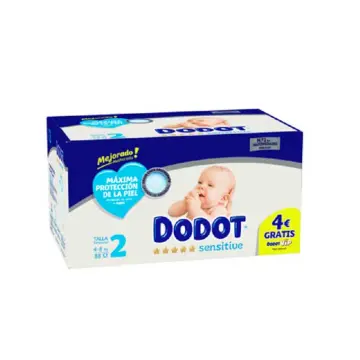 Dodot - Pañales Sensitive Recién Nacido T2 (4-8 kg) 92 Unidades