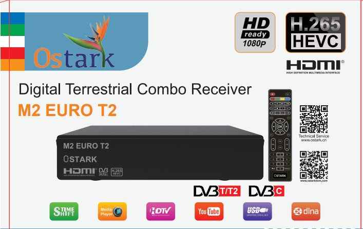 DVB T2 Ostark LCN DTT digital terrestrial receiver for two tv TDT TDT2 DVB  T2 DVB