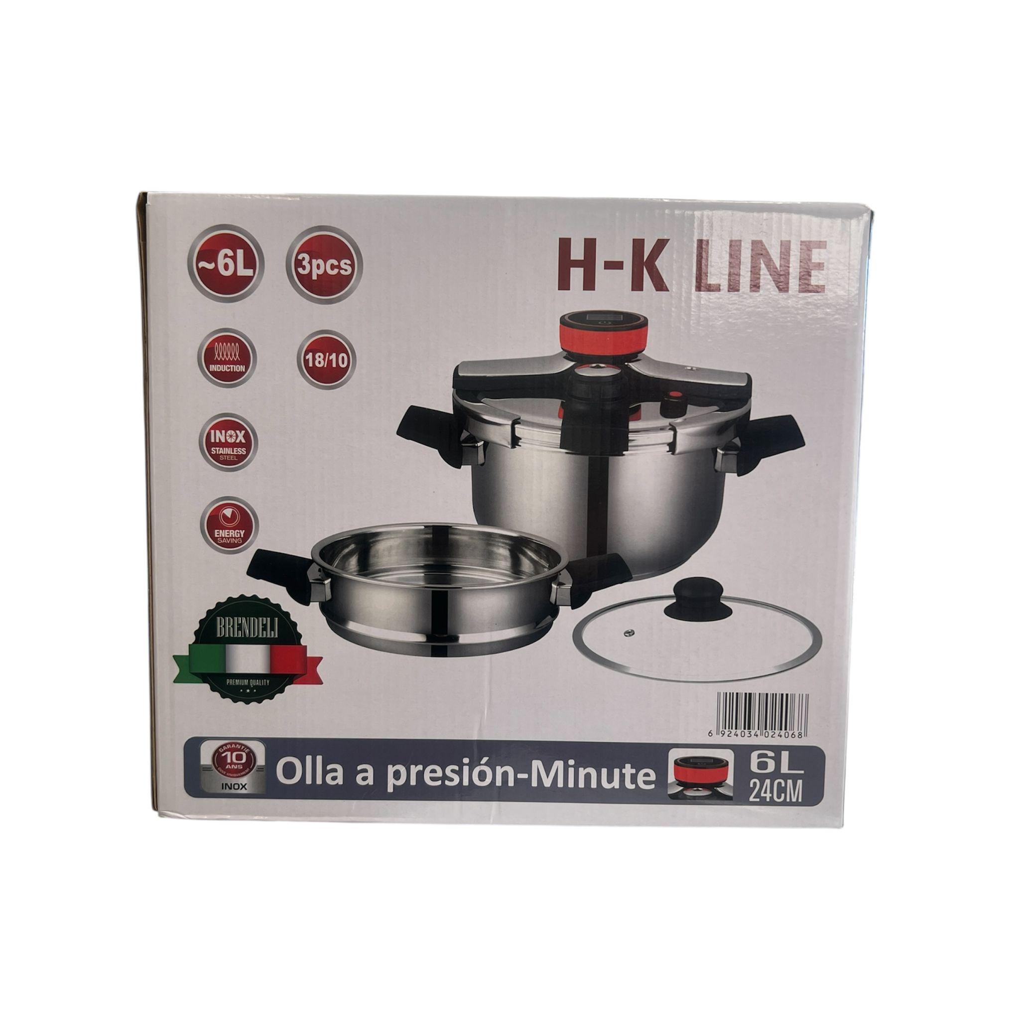 Olla Presión Súper Rápida HL LINE 6 L - 6 LITROS - Inducción - OLLA A PRESION - 6L - VITRO - ELECTRICA - GAS - INDUCCION - 3EN1 - COUS COUS - VAPOR -