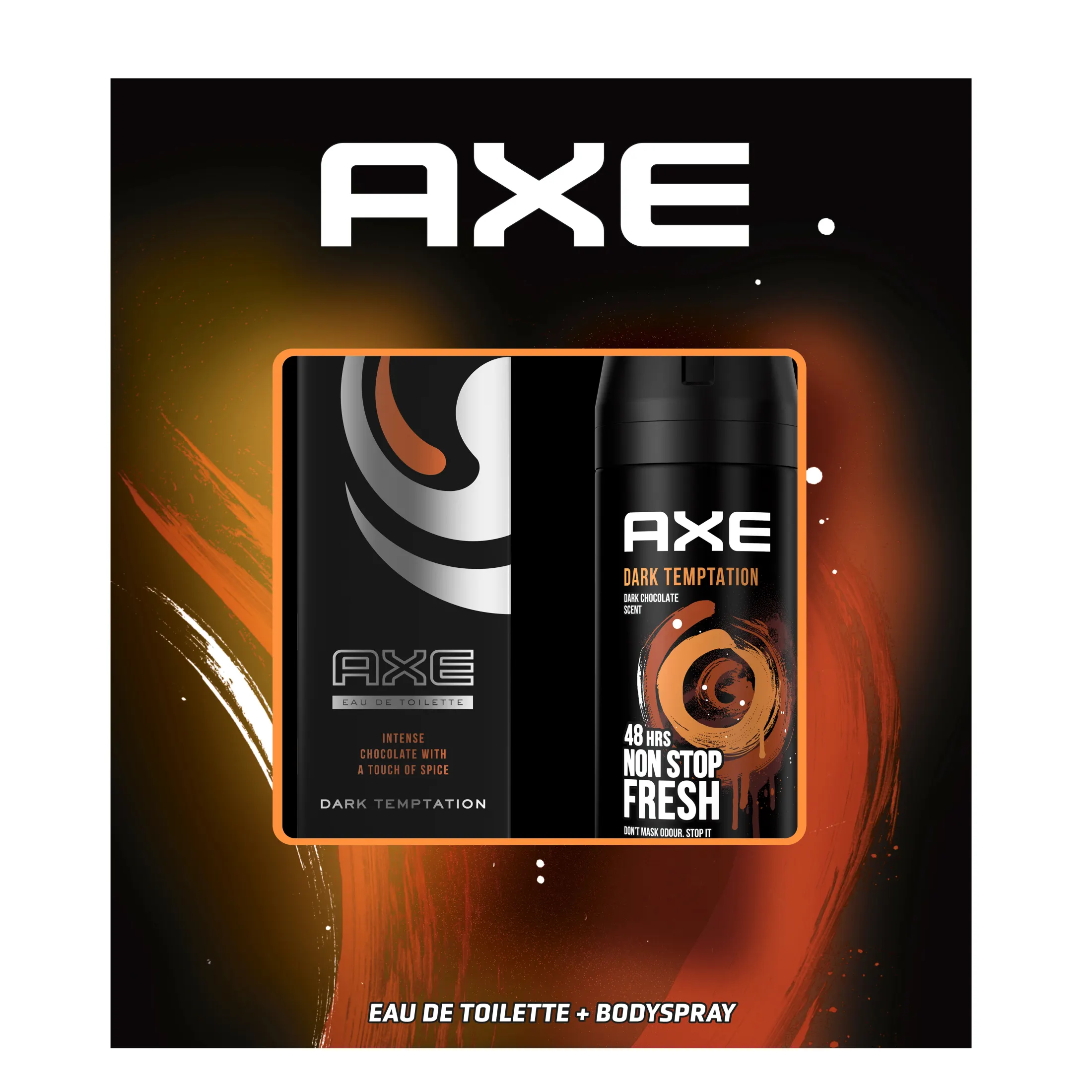 Axe Estuche Hombre Caja de Regalo Dark Temptation Desodorante para Hombre BodySpray 150ml + Eau de Toilette 50ml