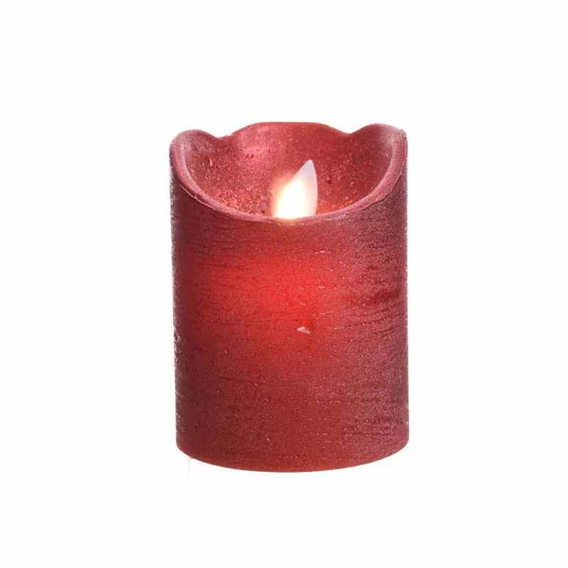 Vela LED De Lujo Deluxe Homeart – Roja, Tamaño 7.5x10 Cm, Efecto Cera Real (RF-0253) Sin Llama