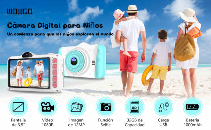 WOWGO Cámara Digital para Niños - Cámara Infantil de 12MP con