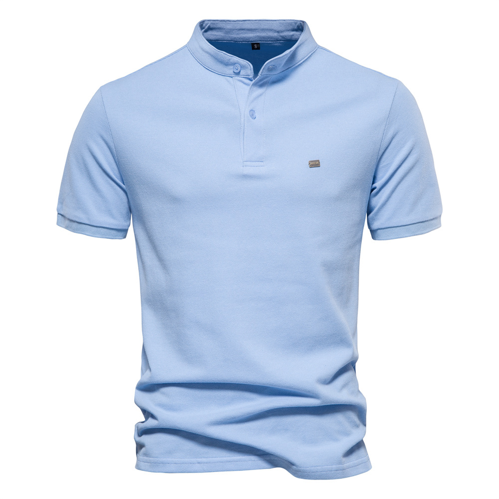 Hombre Henley Shirt Camiseta Superior Bloque De Color Cuello Mao Calle
