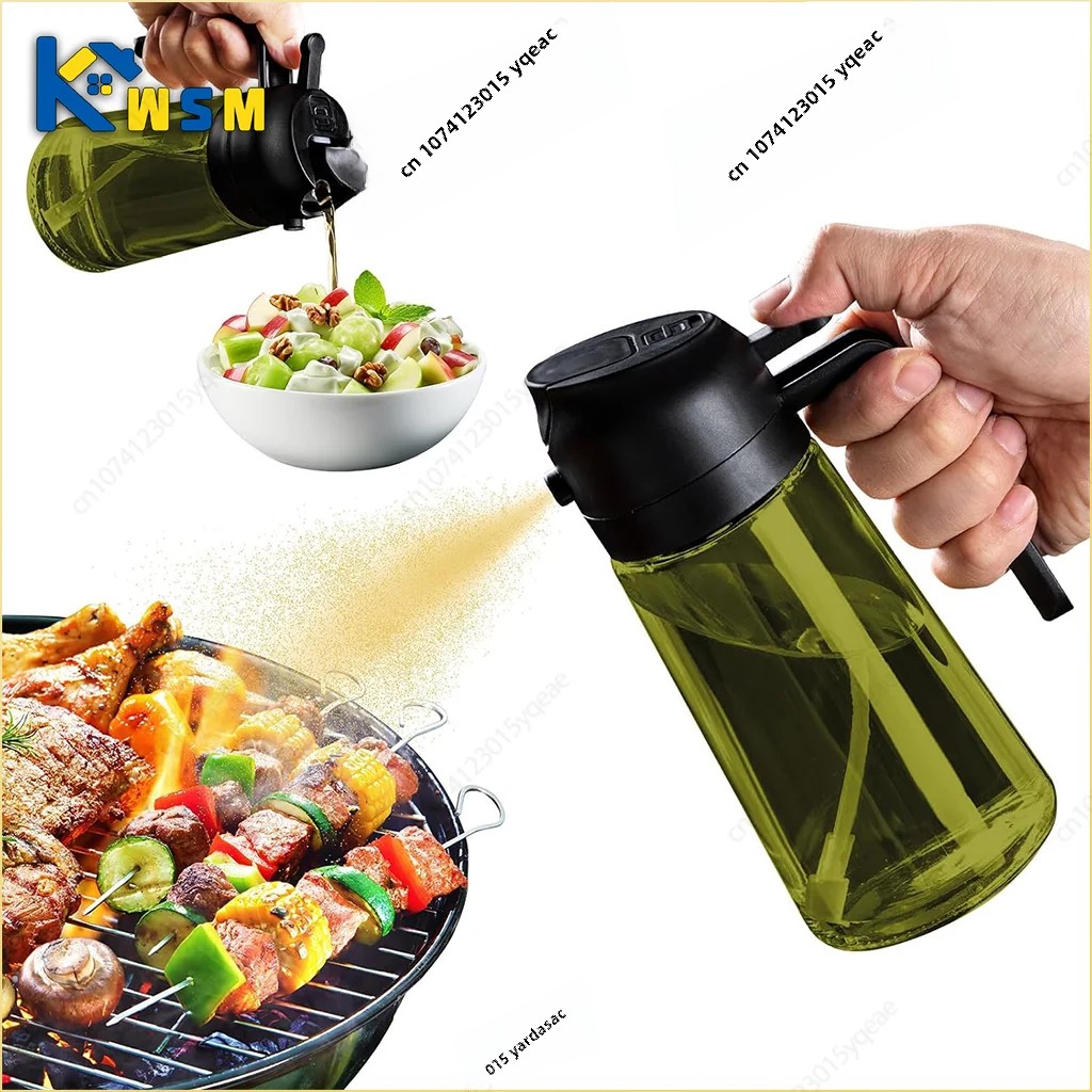 Aceitera De Cristal Verde Okiata 470 Ml - Pulverizador Reutilizable Para Aceite, Con Filtro De Luz Y Base Antigoteo