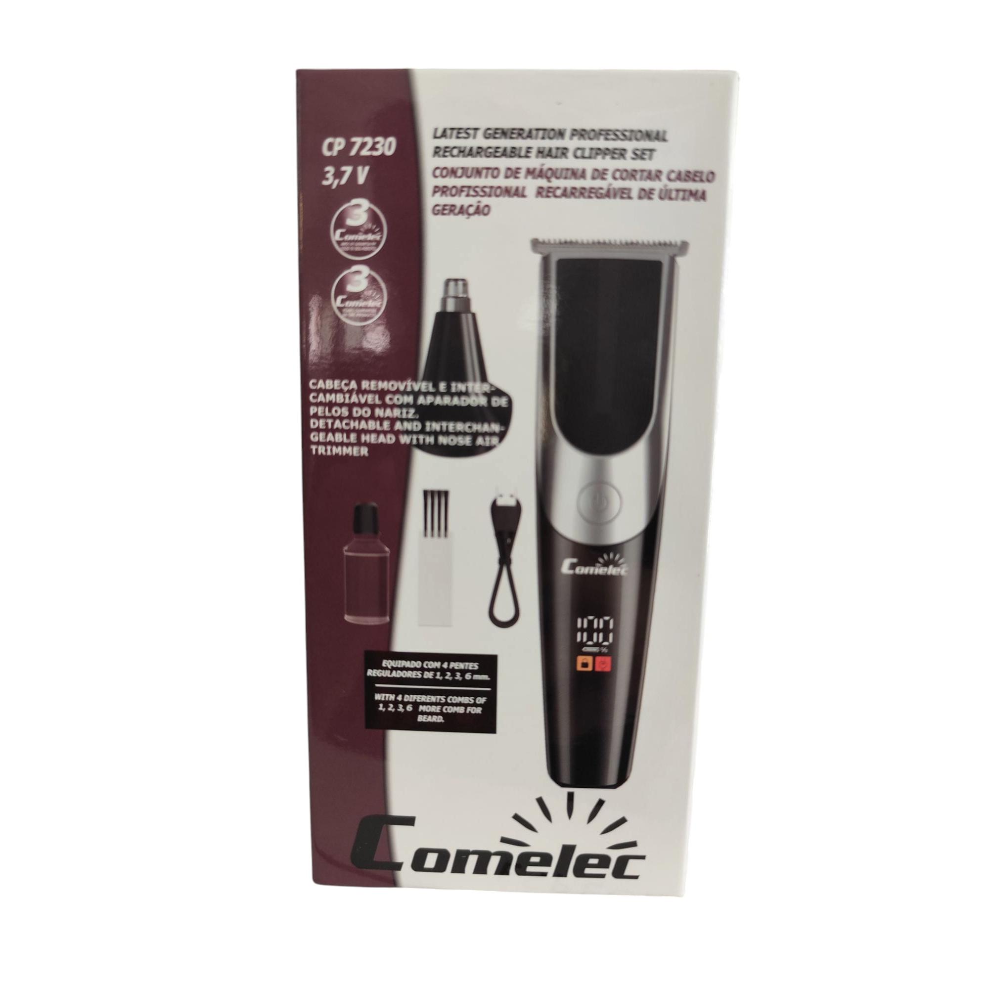 COMELEC - MODELO CP 7230 - 3.7 V - CONJUNTO MAQUINA DE CORTAR PELO / CABELLO - PROFESIONAL - ULTIMA GENERACION - CABEZAL DESMONTABLE - PANTALLA LED - INALAMBRICA