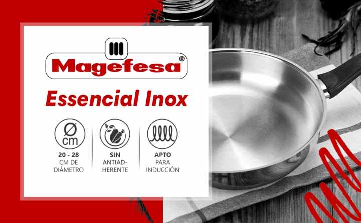 Magefesa ® Essencial Inox set de sartenes de 24 + 28 cm de Ø, sin  recubrimiento, sin antiadherente, ecológica, saludable, fabricadas en acero  inoxidable, para todo tipo de cocinas incluido inducción