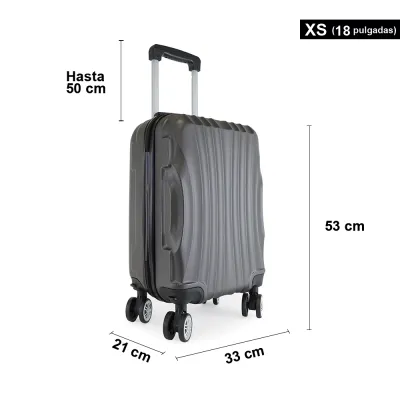 Maleta Cabina ABS 53x33x21cm - 18 Pulgadas - 36L - RosaDorada/AzulMarino/Rojo/Plateado/GrisOscuro/Negro - 43