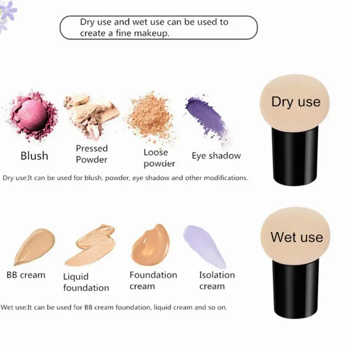  Esponja de maquillaje de hongos para base facial, esponja de  mezcla de maquillaje, herramientas de maquillaje con estuche de mango para  cremas y polvos líquidos de base : Belleza y Cuidado