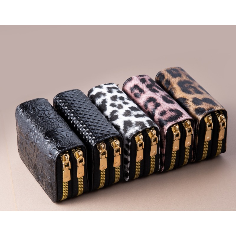 Cartera Larga Para Mujer Polero – Diseño De Leopardo, Piel Sintética, Múltiples Compartimentos, 20x11x2.5cm