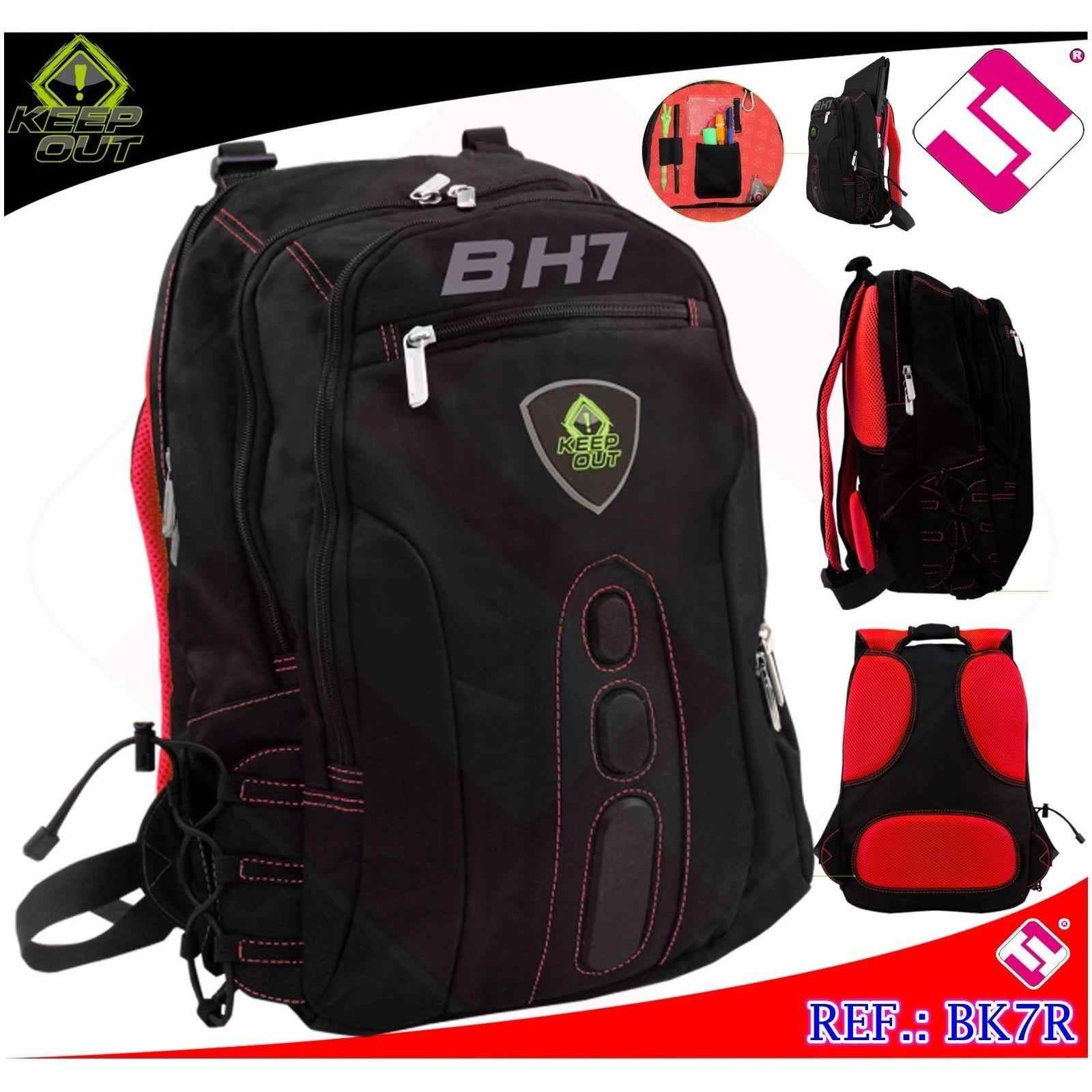 Mochila Gaming Keep Out Bk7 Xl Para Portatiles 17 Con Multiples Bolsillos Color Negro Verde