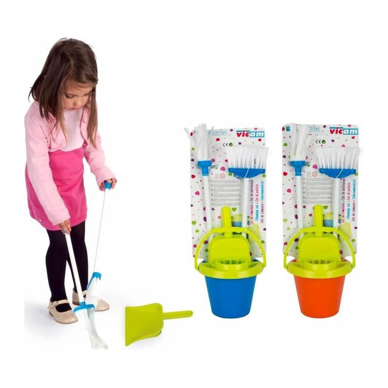 Juego De Limpieza Infantil Con Escoba, Recogedor, Fregona Y Cubo – Kit De Simulación Educativo Para Niños +3 Años, Incluye Señal De Precaución