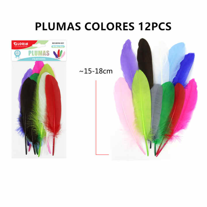 Pluma De Ave Para Manualidades (24 Plumas Grande De Colores) Color  Multicolor
