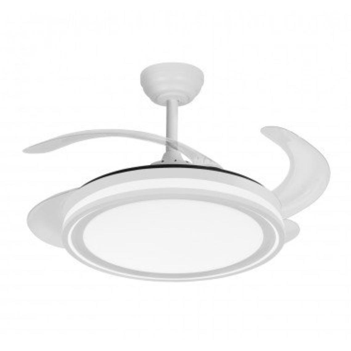 Ventilador DE TECHO - VENTILADOR CON LAMPARA - DC - MODELO Bandido - MARCA ABRILA - FABRI LAMP - POTENCIA 59w Blanco 4aspas 107d - CON MANDO A DISTANCIA