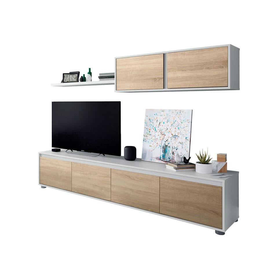 Elevador TV 90/110 x 35 x 15 cm mueble tv Blanco. FSC®