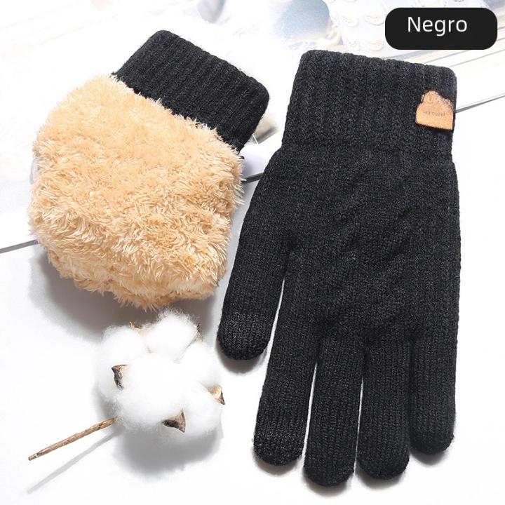 Guantes Térmicos gruesos de punto para hombre y mujer, manoplas de lana ...