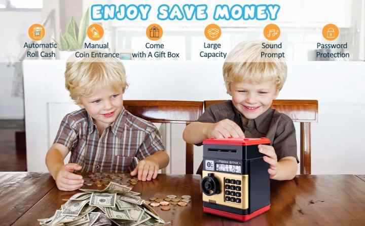 Hucha electrónica para niños, adultos, caja de ahorro de dinero seguro,  banca juguetes, monedas digitales, depósito en efectivo, mini cajero  automático, regalos de Navidad