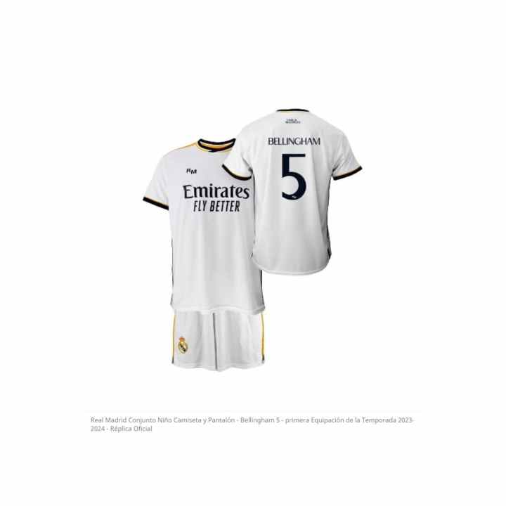 Real Madrid Conjunto Niño Camiseta y Pantalón Segunda Equipación de la  Temporada 2023-2024 - Replica Oficial