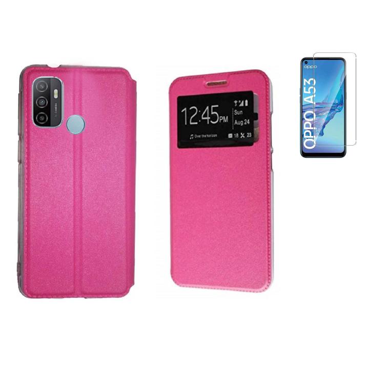 Cover Custodia A Libro Morbida Per OPPO A53 + Pellicola Vetro Protettiva