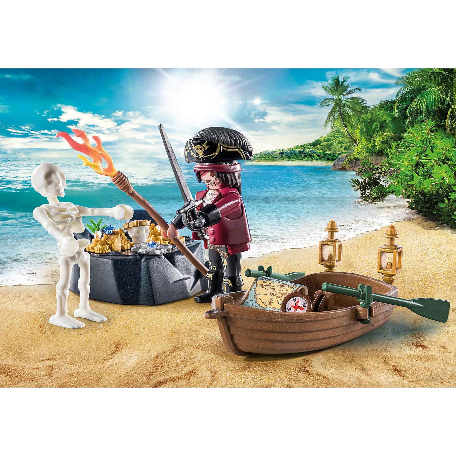 PLAYMOBIL Huevo Sorpresa – Pirata Con Bote Y Figuras (4942)