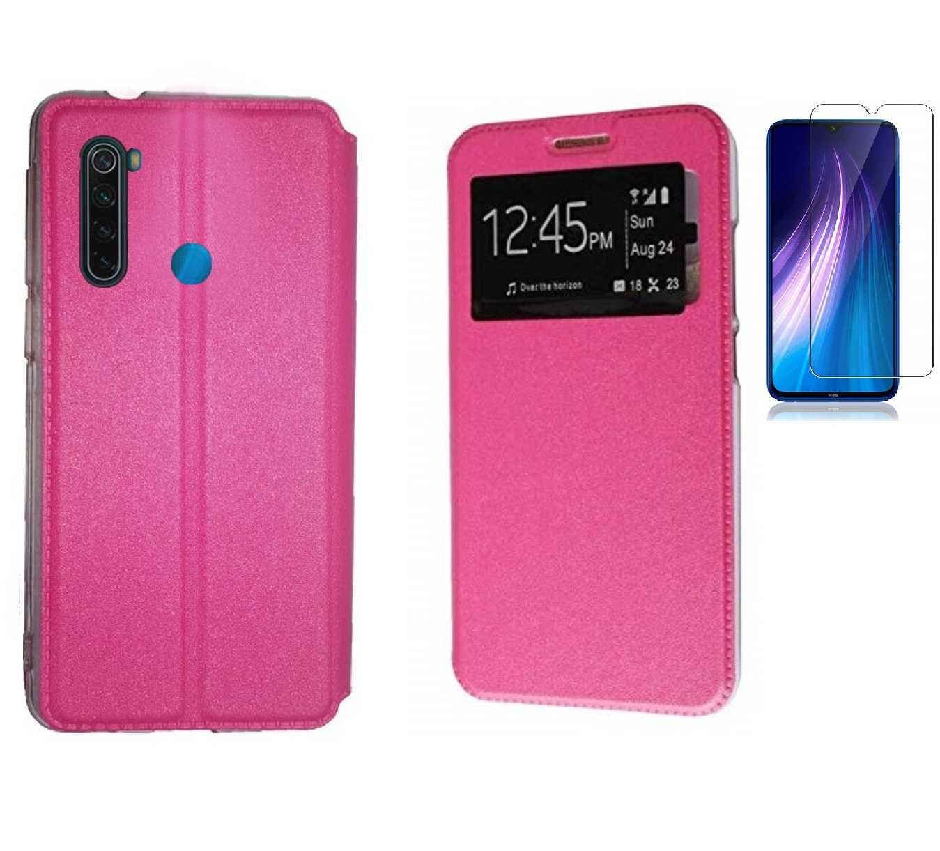 Funda Xiaomi Redmi Note 8T (6.3) Rosa Libro Ventana + Protector