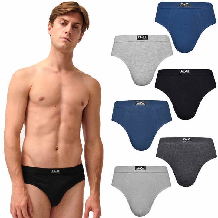 DOUBLE M PACK 6 Calzoncillos Hombre Slip Algodón Cómodos Suaves