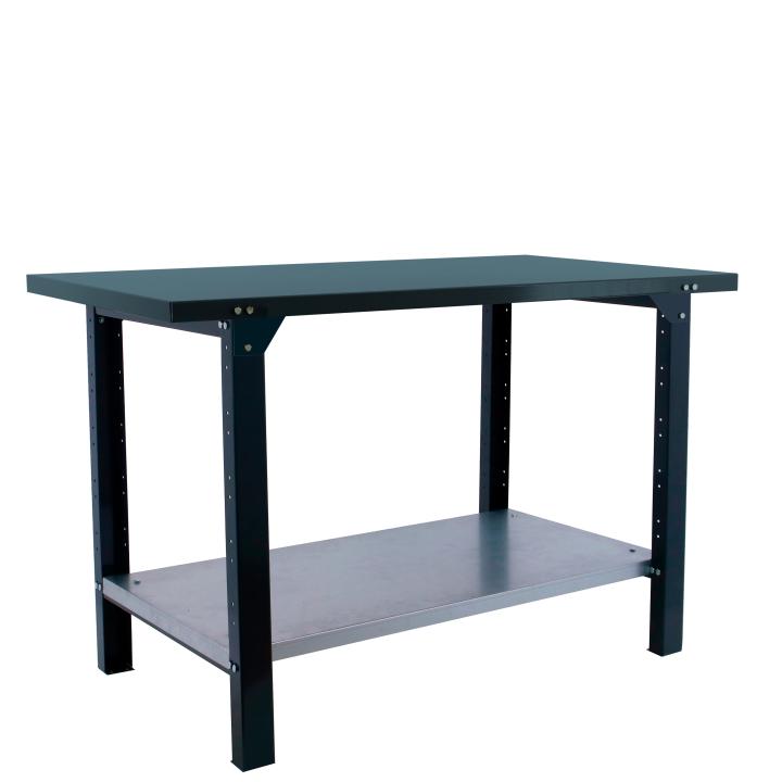 SimonRack - Banco De Trabajo Para Taller, Medidas 900x1800x450 Mm, Capacidad De Carga 400 Kg, 3 Alturas Ajustables, Color Azul/Naranja/Madera