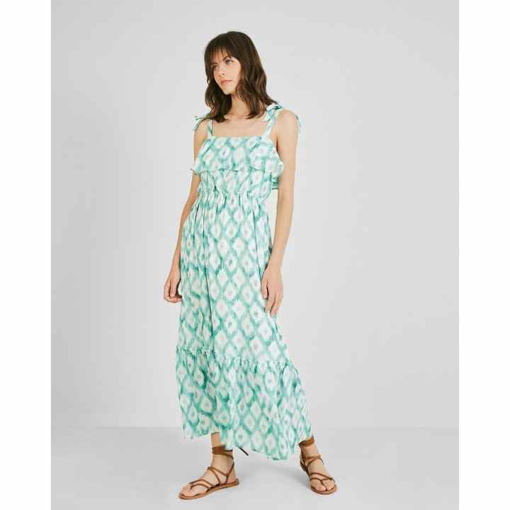 Vestido Verde Con Cinturón Brillante - Vestidos Red House