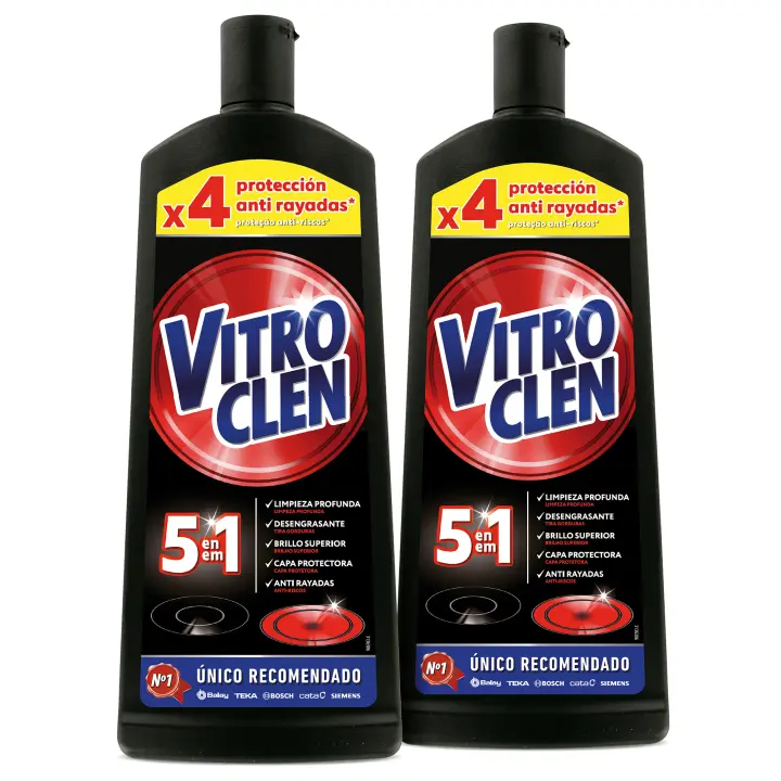 Vitroclen - Limpiador de Vitrocerámica Crema, Pack 2x450 ml, Limpieza  Profunda, Desengrasante, Brillo Superior