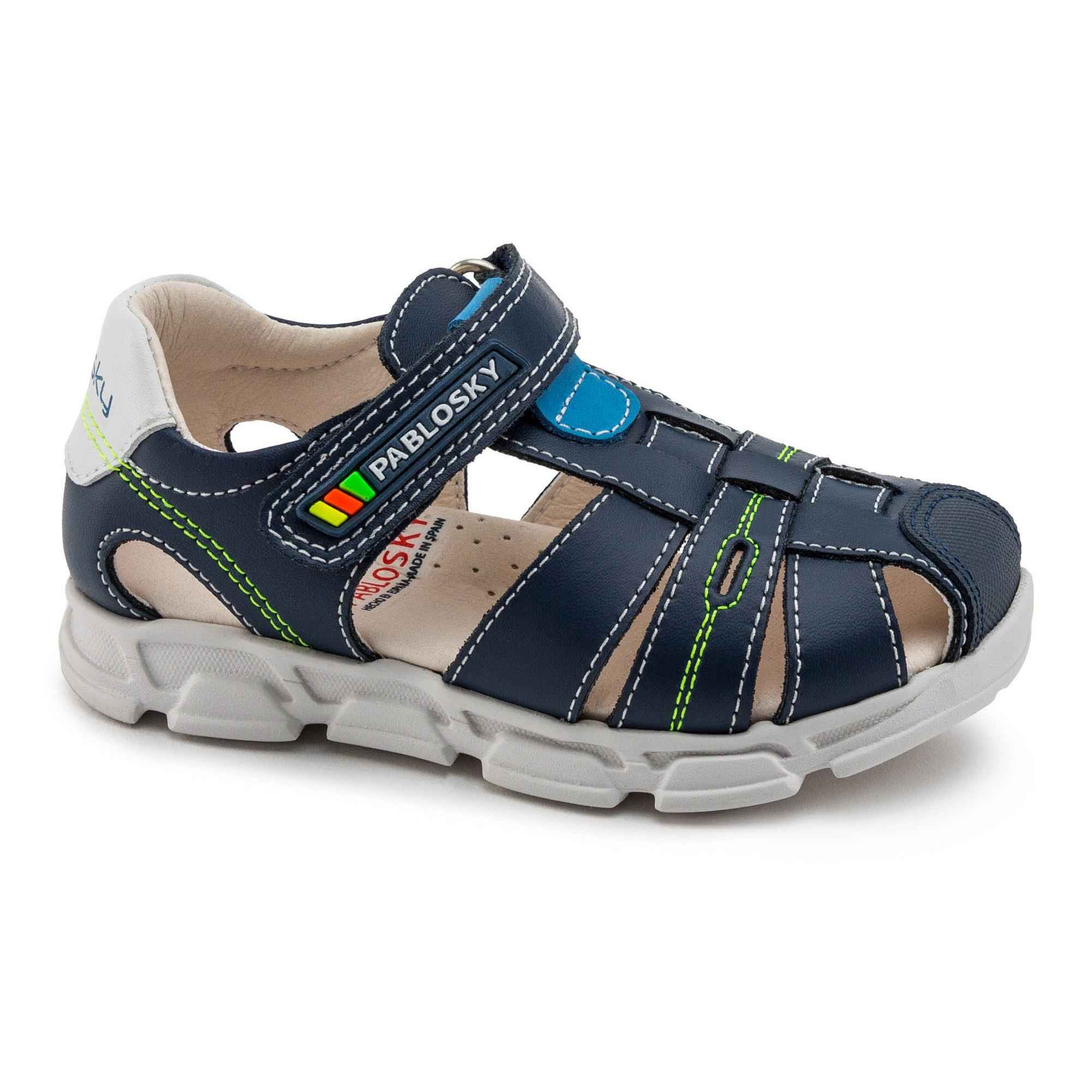Pablosky 039500 Sandali Bimba 0-24 Mesi - Pelle Naturale, Flessibili, Antiscivolo, Tecnologia StepEasy
