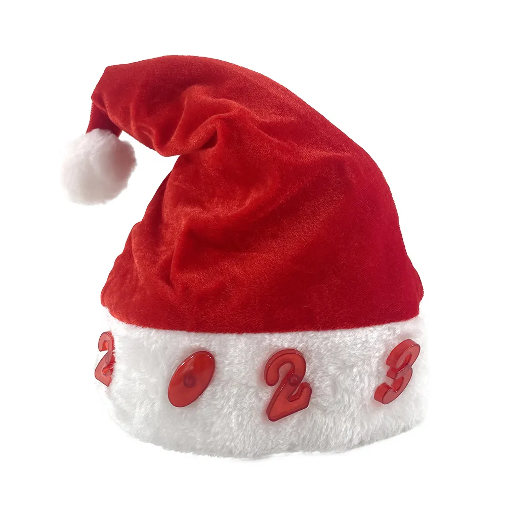 Gorro Papá Noel de Navidad de Santa Claus de Terciopelo con Luz  intermitente de Número 2023 para Adultos Sombreros Rojos | Miravia