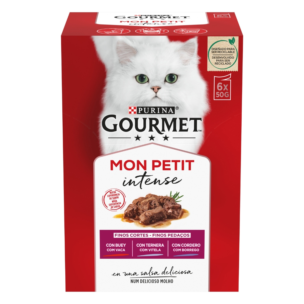 Pack de 6 sobres de comida húmeda para gatos Purina Gourmet Mon Petit Intense por sólo 1,79€ ¡¡55% de descuento!!
