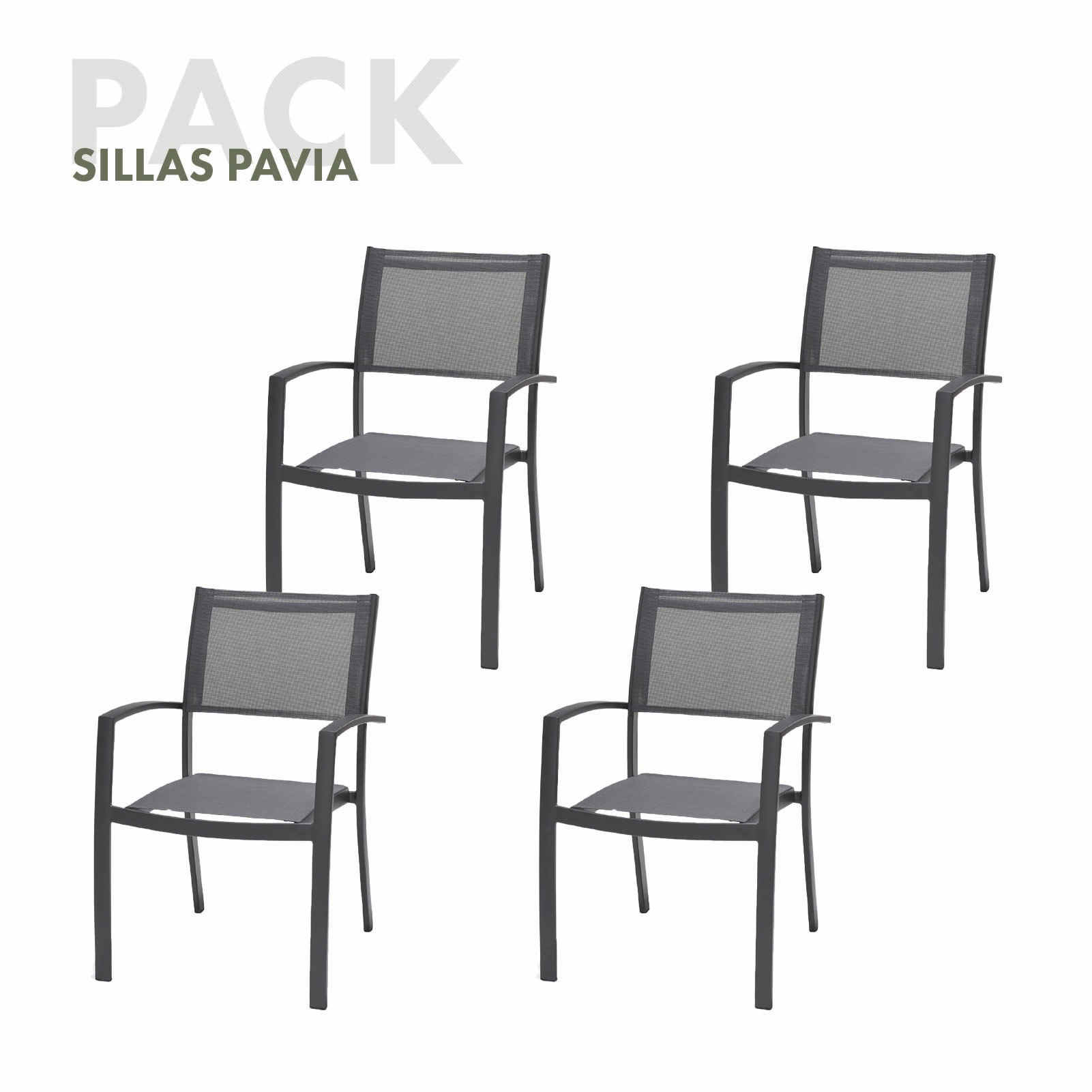 Conjunto de 4 Sillas de Jardín Apilables Chillvert Pavia 59,3x58x88,2