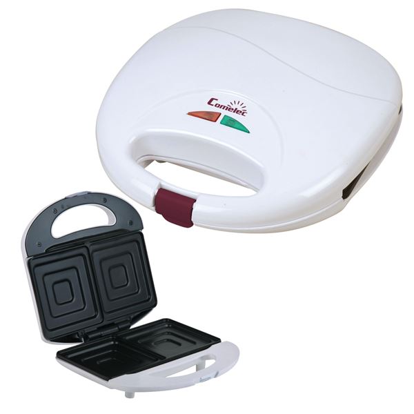 Sandwichera COMELEC SA-1204 2 cavidades sin corte 750W blanco