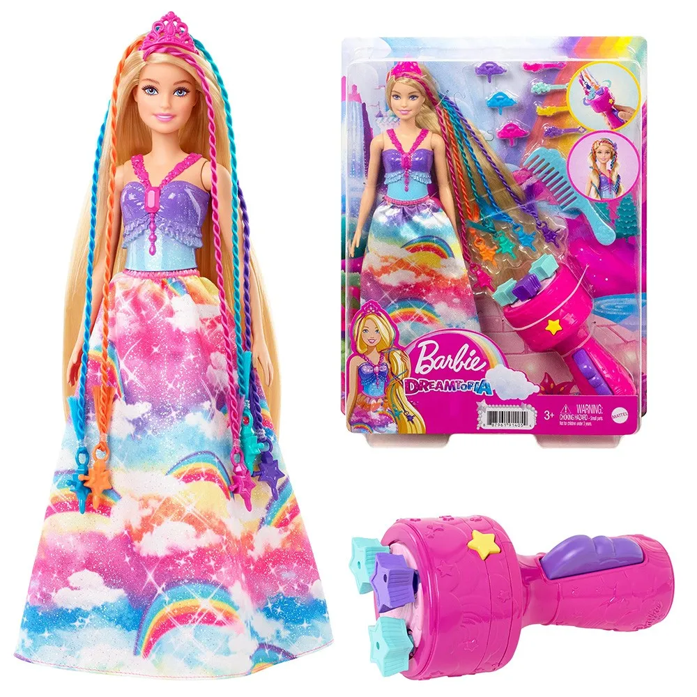 liebre nombre vacante Barbie Dreamtopia Muñeca princesa de juguete con accesorio para hacer  trenzas de colores y moda fantasía (Mattel GTG) | Miravia