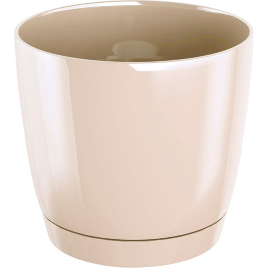 Maceta redonda de plastico Coubi Round P en color cafe con leche 18 (largo) x 18 (ancho) x 16,5