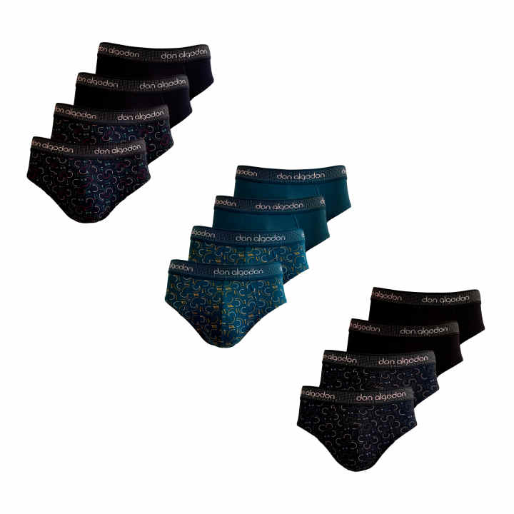 DON ALGODON Pack 12 Slips Algodón para Hombre Calzoncillos Suaves y