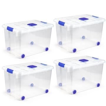Caja para almacenaje con tapa, plástico translúcido, cajón