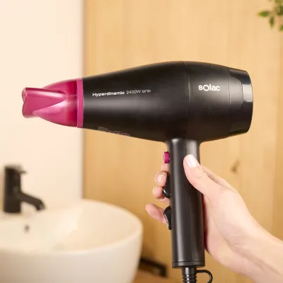 Solac - Secador de pelo profesional Hyperdinamic Ionic 2400W con Tecnología iónica, 2 velocidades, 3 temperaturas y Golpe de aire frío. Filtro extraíble incluye 2 accesorios: difusor y concentrador - 4