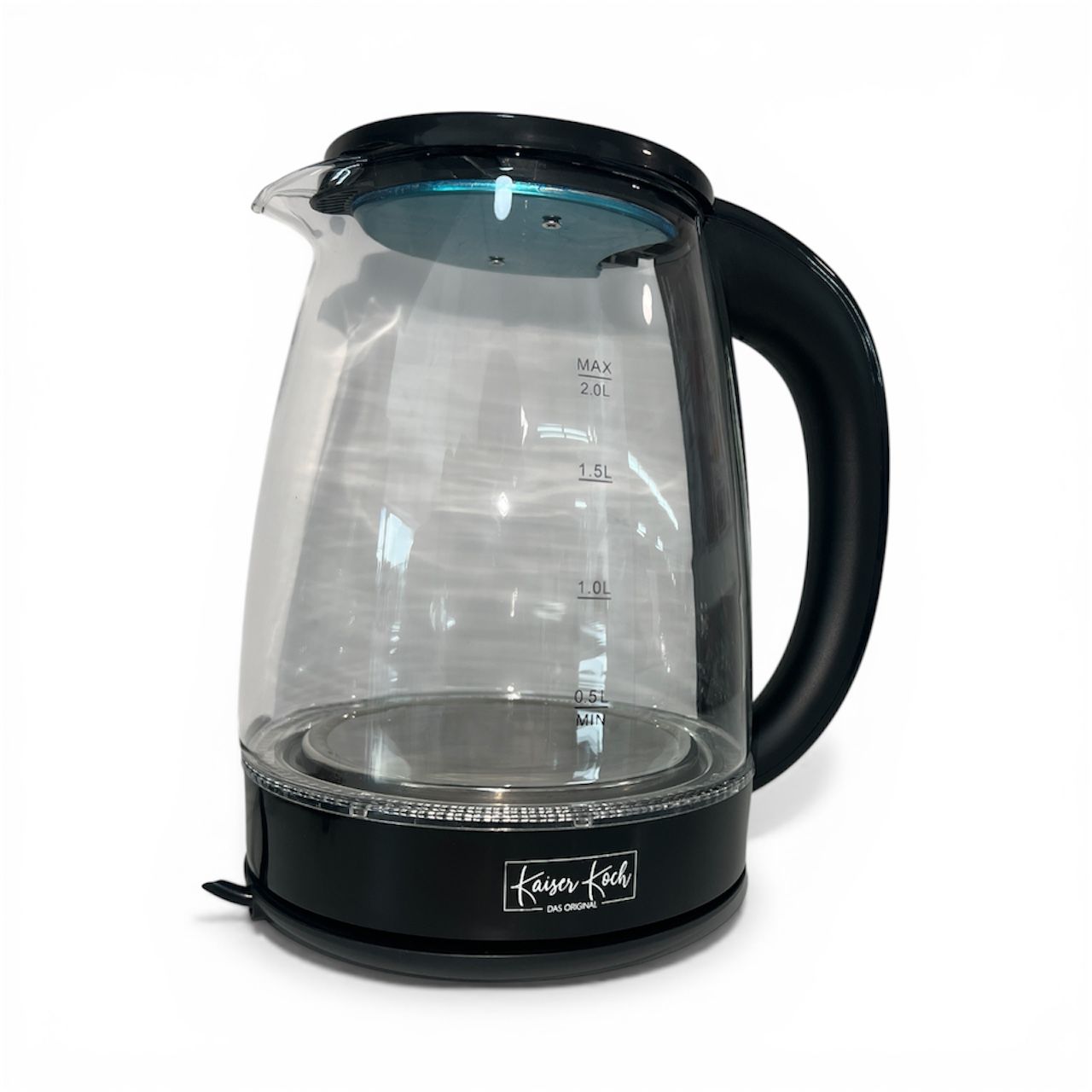 HERVIDOR DE AGUA KAISER KOCH - CAPACIDAD 2.0L - COLOR NEGRO - CRISTAL - APAGADO AUTOMATICO - 1500W