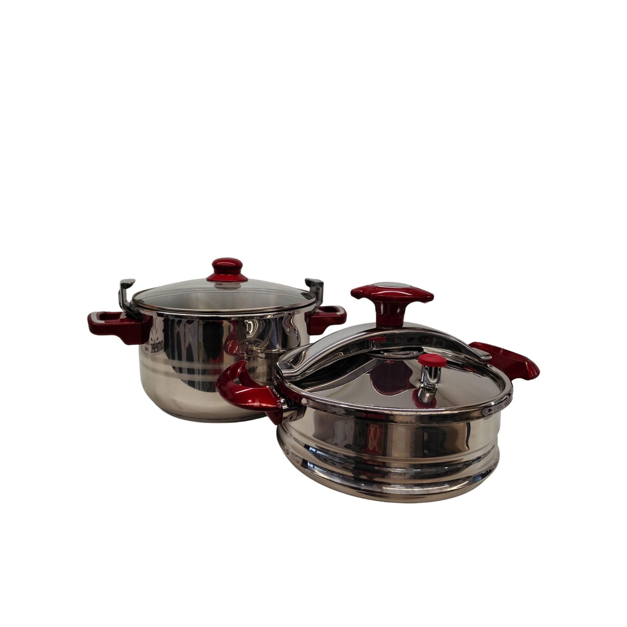 3 EN 1 - OLLA A PRESION 6 LITROS - OLLA INDUCCION - ACERO INOXIDABLE - SH-CSAC2606L  - 6L- OLLA RAPIDA - APTA LAVAVAJILLAS - APTA PARA TODO TIPO DE FUEGOS - OLLA EXPRESS - OLLA A VAPOR - CUS CUS - CONJUNTO DE OLLAS