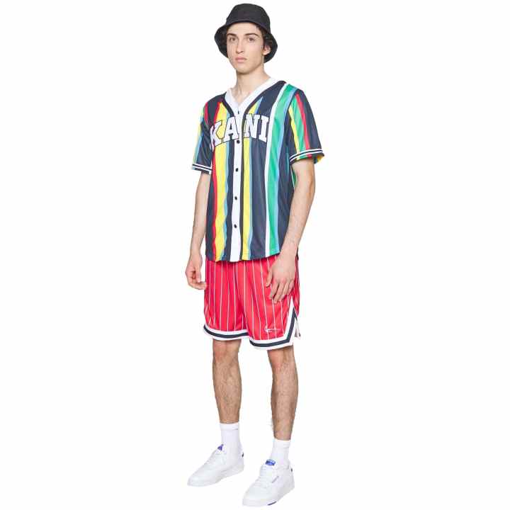 Karl Kani SERIF PINSTRIPE BASEBALL SHIRT - Camisa - white/blanco