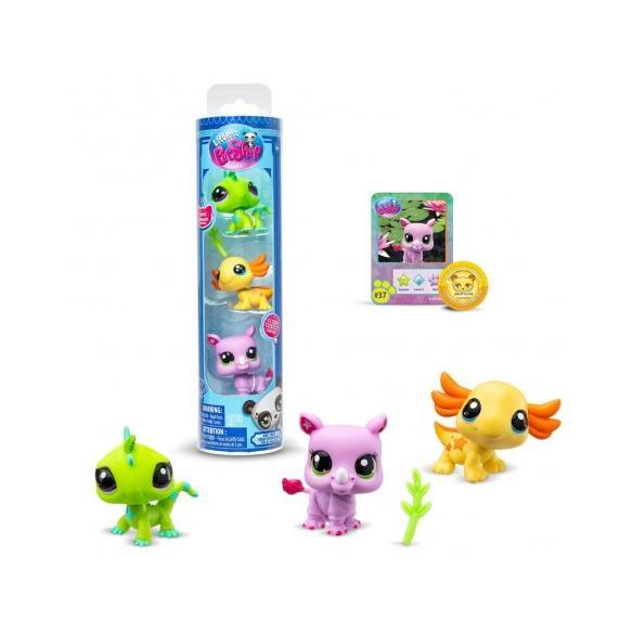 BANDAI - Littlest Pet Shop - Pack 3 - JARDÍN Pets BF00634, Generación 7, Mascotas 160, 161, 162, Auténticas Figuras De Mascotas LPS, Exhibidor En Tubo Con Gancho, Para Niños A Partir De 4 Años