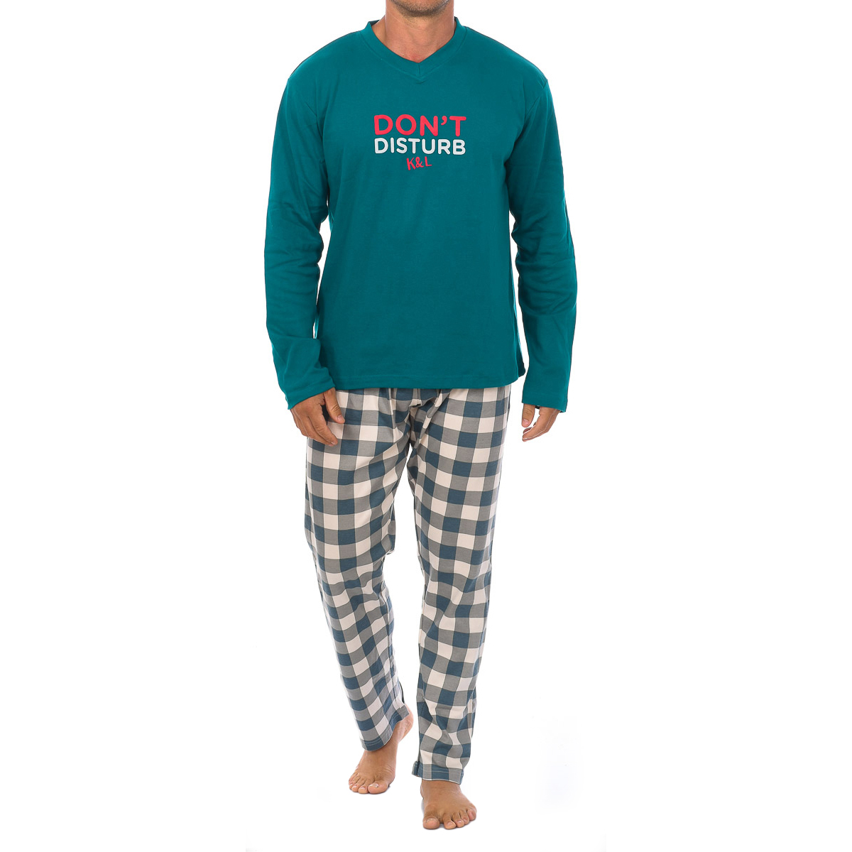 Pettrus Pijama Extra Polar de hombre con bolsillos cuello con