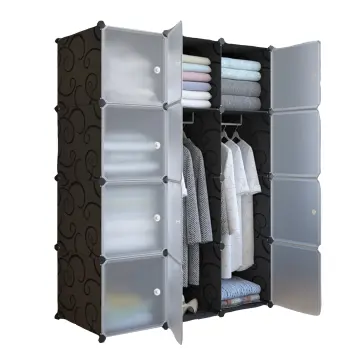 Armarios portátiles organizador de armario de almacenamiento de 9 cubos con  puertas estantes de almacenamiento de plástico armario modular con barra