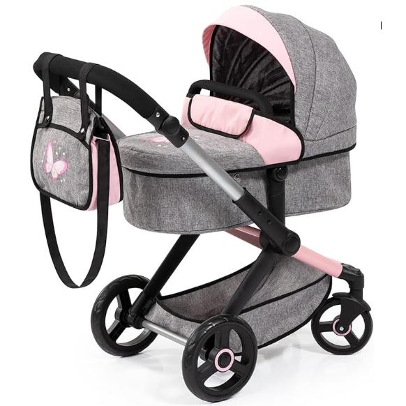 Cochecito De Muñeca Nostálgico Bayer Design Con Bolsa Y Cesta – Plegable, Para Muñecas De Hasta 46 Cm