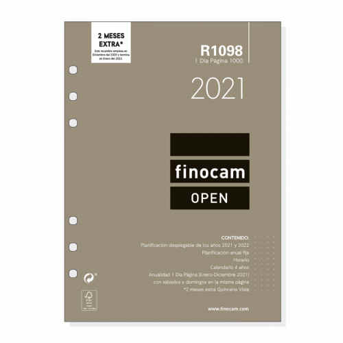 Recambio De Agenda Open 2026 1 Día Por Página - En Catalán, 12 Meses, 6 Taladros