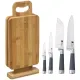 Set 4 cuchillos de cocina SAN IGNACIO Masterpro de acero inoxidable con pack de 4 tablas de corte con soporte de bambú - 0