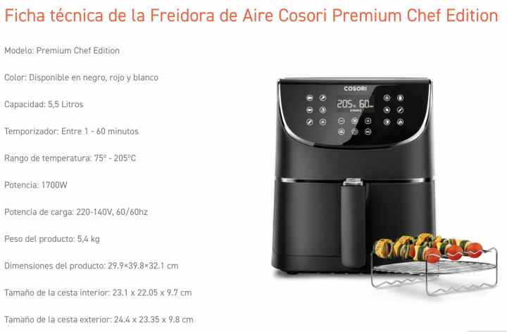 Cosori Freidora de Aire Premium Chef Edition Azul 5,5L
